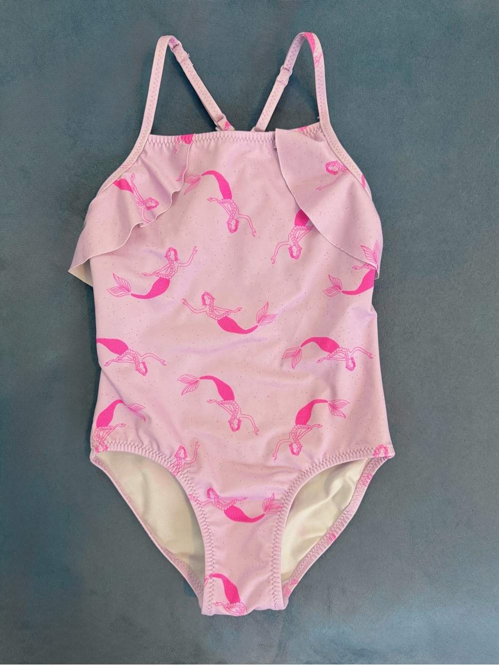 Zara Pink Mermaid Ruffle Girls One-Piece Swimsuit 3-4Y